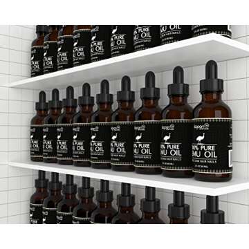 1# Emu Oil Pure 100% From Australia - For Hair Growth, Dry Skin, Nails, Wrinkles, Sunburns, Irritations, Scars, Acne, Stretch Marks, Burn Wounds, Piercings and Tattoos. Bottle (2 FL OZ) + Dropper.