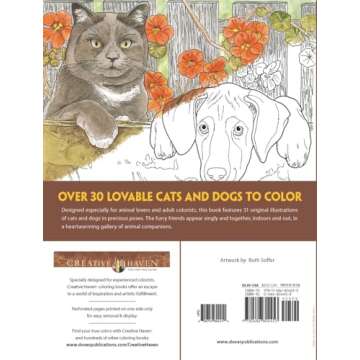 Creative Haven Lovable Cats and Dogs Coloring Book: Relax & Unwind with 31 Stress-Relieving Illustra...