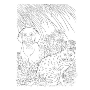 Creative Haven Lovable Cats and Dogs Coloring Book: Relax & Unwind with 31 Stress-Relieving Illustrations (Adult Coloring Books: Pets)