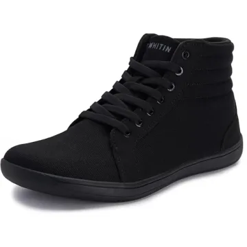 WHITIN Men's Wide High Top Minimalist Barefoot Shoes - All Black