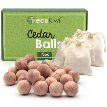 ecoKiwi Cedar Balls for Clothes Storage 75 Pack - Natural Red Cedar Blocks for Closets & Drawers