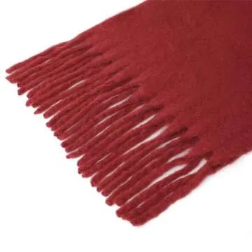 SUNDSGT Big Scarf Coloured Checked Oversized Scarf Tassel Soft Fall Winter Thick Scarf Warm Shawl Women (Dark Red)