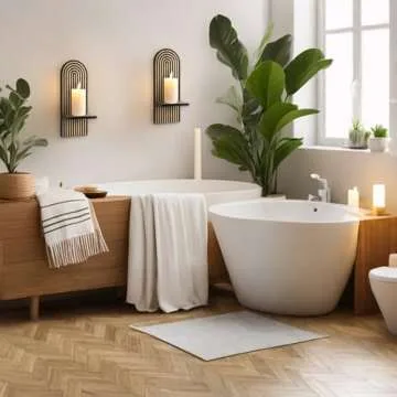 SOMTO 2Pcs Black Wall Hanging Candle Sconces - Wall Mounted Wood Rainbow Boho Wall Shelves Candle Holders for Living Room Bathroom Bedroom Classroom Office Nursery Wall Decor