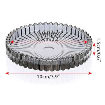 JUXYES 5 Pack Crystal Black Coasters Round Cup Mat, Glass Coasters for Drinks Coffee Tea Wine, Decor...