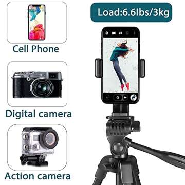 Tripod for iPhone 65 inch Lightweight Travel Tripod Stand for iPad Phone