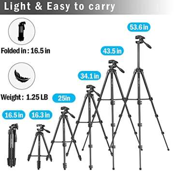 Tripod for iPhone 65 inch Lightweight Travel Tripod Stand for iPad Phone