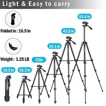 Tripod for iPhone 65 inch Lightweight Travel Tripod Stand for iPad Phone