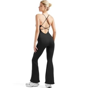 SUUKSESS Women Sexy Backless Ribbed Flare Jumpsuit - Comfortable & Stylish!