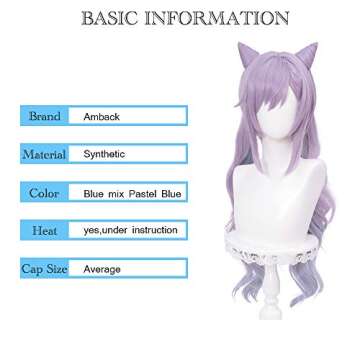 Amback Keqing Cosplay Wig with Adjustable Ponytails