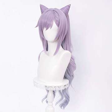 Amback Keqing Cosplay Wig with Adjustable Ponytails