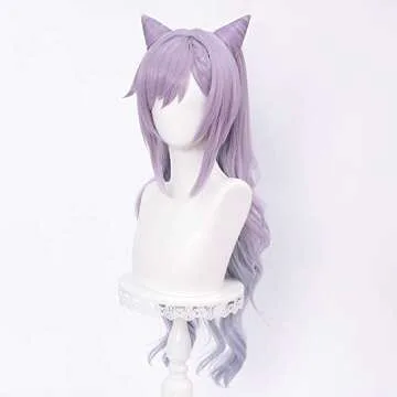 Amback Keqing Cosplay Wig with Adjustable Ponytails