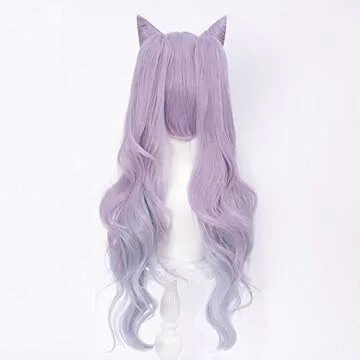 Amback Keqing Cosplay Wig with Adjustable Ponytails
