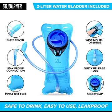 Sojourner Rave Hydration Pack Backpack (2 Pocket Holographic Blue) Bundle with Holographic Rave Fanny Pack (Luminous Pink & Blue)