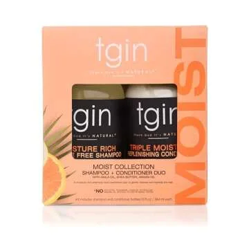 tgin Moisturizing Shampoo & Conditioner Duo for Curly, Coily and Wavy Hair, Sulfate Free, Moisturizes and Detangles Dry Hair, 13 oz (Set)