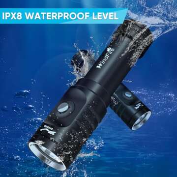 WINDFIRE Dive Light: 5000 Lumens, Waterproof, Rechargeable