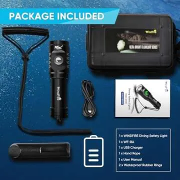 WINDFIRE Dive Light: 5000 Lumens, Waterproof, Rechargeable