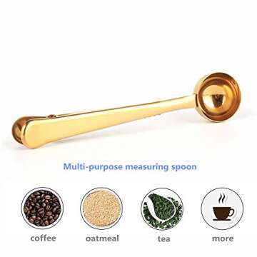 Stainless Steel Coffee and Tea Scoop with Bag Clip，Great for Measuring Coffee, Tea，Protein Powder, Instant Drinks and More, 2Pcs Perfect coffee spoon