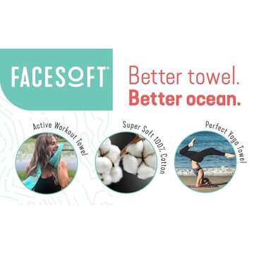 FACESOFT Eco Friendly Gym Towel Accessories for Working Out - Soft & Absorbent Cotton Exercise Towel - No Synthetic Microfibers or Plastics - Sweat Towel for Gym, Fitness, Sports, Yoga - Aqua - 1 Pc