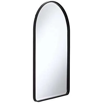 Uttermost Clara Arched Top Vanity Decorative Wall Mirror Modern Matte Black Metal Frame Rounded Edge Beveled Glass 24" Wide for Bathroom Bedroom Living Room Home House Office Entryway