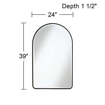 Uttermost Clara Arched Top Vanity Decorative Wall Mirror Modern Matte Black Metal Frame Rounded Edge Beveled Glass 24" Wide for Bathroom Bedroom Living Room Home House Office Entryway