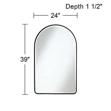 Uttermost Clara Arched Top Vanity Decorative Wall Mirror Modern Matte Black Metal Frame Rounded Edge Beveled Glass 24" Wide for Bathroom Bedroom Living Room Home House Office Entryway