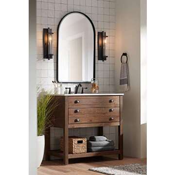 Uttermost Clara Arched Top Vanity Decorative Wall Mirror Modern Matte Black Metal Frame Rounded Edge Beveled Glass 24" Wide for Bathroom Bedroom Living Room Home House Office Entryway