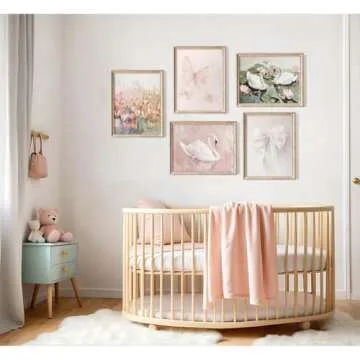 Coquette Pink Wall Art Decor Aesthetic Swan Posters Bow Flower Canvas Wall Art Preppy Cute Pictures Trendy Butterfly Posters Coquette Aesthetic Prints for Girl Dorm Room Bedroom 8x10x5 Inch Unframed