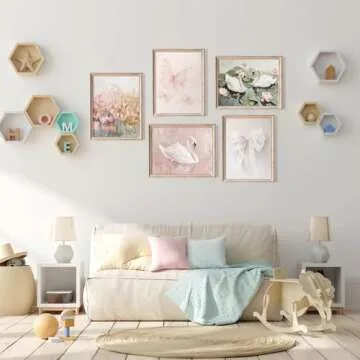 Coquette Pink Wall Art Decor Aesthetic Swan Posters Bow Flower Canvas Wall Art Preppy Cute Pictures Trendy Butterfly Posters Coquette Aesthetic Prints for Girl Dorm Room Bedroom 8x10x5 Inch Unframed