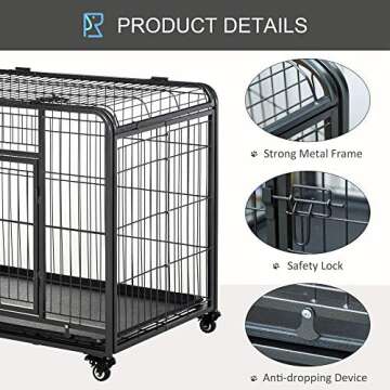 PawHut Heavy Duty Folding Metal Dog Cage Crate 43"