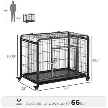 PawHut Heavy Duty Folding Metal Dog Cage Crate 43"