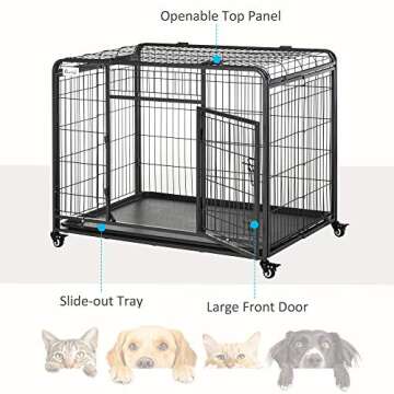 PawHut Heavy Duty Folding Metal Dog Cage Crate 43"