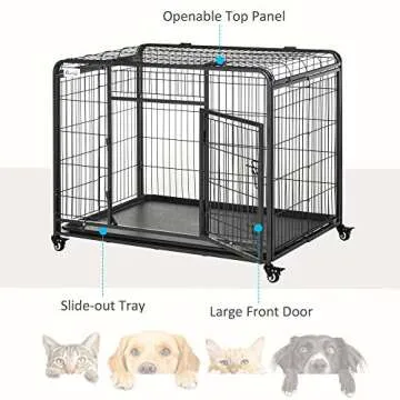 PawHut Heavy Duty Folding Metal Dog Cage Crate 43"