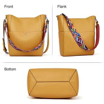 BROMEN Handbags for Women Bucket Bags Vegan Leather Purses and Crossbody Purse Yellow