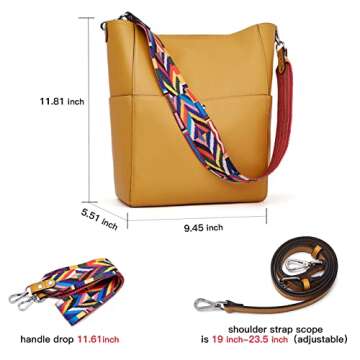 BROMEN Handbags for Women Bucket Bags Vegan Leather Purses and Crossbody Purse Yellow