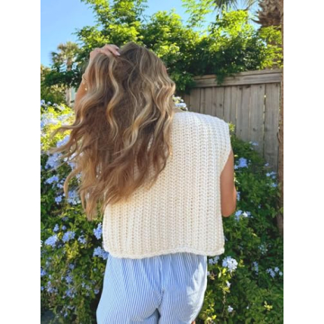 Chic KEOMUD Women Cropped Knit Vest with Pockets