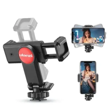 ULANZI Universal Phone Tripod Mount with Cold Shoe Mount and Adjustable Clamp for iPhones and Samsun...