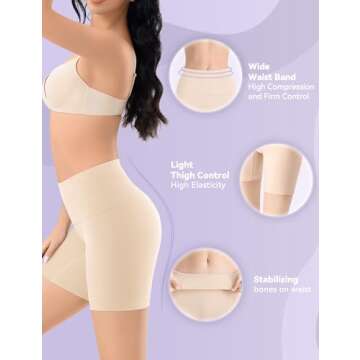 Esa Liang Shapewear Tummy Control, Mid-Waist Body Shaper Shorts, Women's Girdle Shorts and Spanks Sh...
