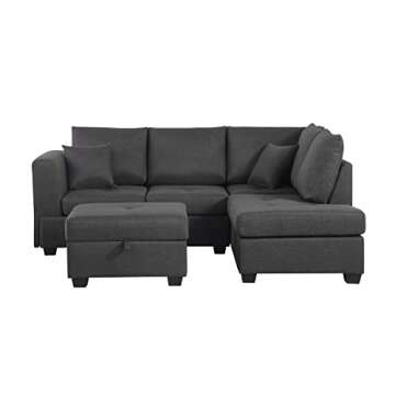 STAFFORA Dorris Sectional Sofa with Ottoman - Reversible L Shape Couch with Chaise for Living Room -...