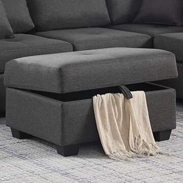 STAFFORA Dorris Sectional Sofa with Ottoman - Reversible L Shape Couch with Chaise for Living Room - Modern Home Decor Furniture Set - Simple Fast and Easy Assembly - Gray