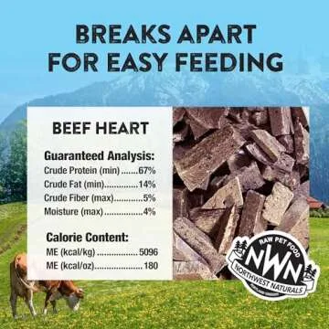 Northwest Naturals Raw Rewards Freeze-Dried Beef Heart Treats for Dogs and Cats - Bite-Sized Pieces - Healthy, 1 Ingredient, Human Grade Ingredients, All Natural - 3 Oz