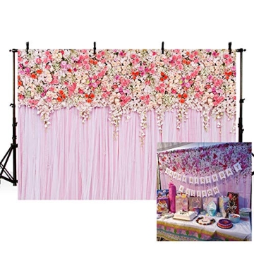 MEHOFOTO Stunning Pink Flower Printed Photo Booth Backdrop for Weddings and Celebrations 7x5ft
