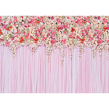 MEHOFOTO Pink Floral Backdrop for Weddings and Parties 7x5ft