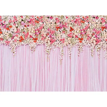 MEHOFOTO Pink Floral Backdrop for Weddings and Parties 7x5ft