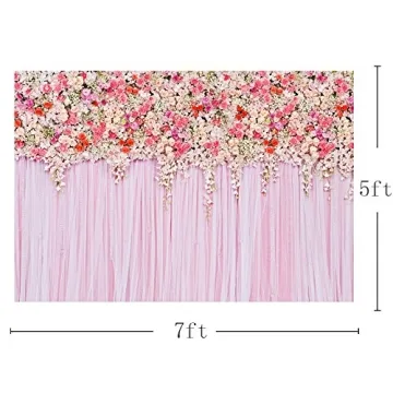 MEHOFOTO Pink Floral Backdrop for Weddings and Parties 7x5ft