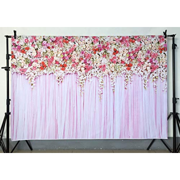 MEHOFOTO Pink Floral Backdrop for Weddings and Parties 7x5ft
