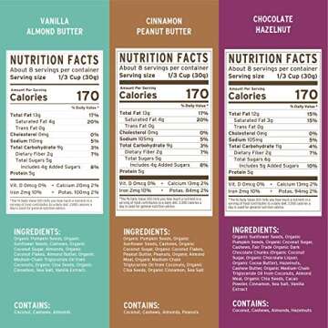 purely elizabeth Granola Keto Variety Pack, Vanilla Almond Butter, Cinnamon Peanut Butter, Chocolate Hazelnut, Keto & MCT Oil, Coconut Sugar, Chia Seeds, Gluten Free, Non-GMO, (3 ct)