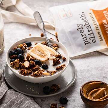 purely elizabeth Granola Keto Variety Pack, Vanilla Almond Butter, Cinnamon Peanut Butter, Chocolate Hazelnut, Keto & MCT Oil, Coconut Sugar, Chia Seeds, Gluten Free, Non-GMO, (3 ct)