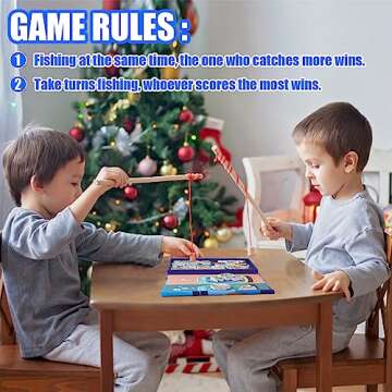 Magnetic Fishing Game for Toddlers -Travel Toys 3-5 Airplane Essentials - Mess-Free Camping & Car Trip Activity - Wooden Learning Toy with 27 Fish,Easter Gift for Kid