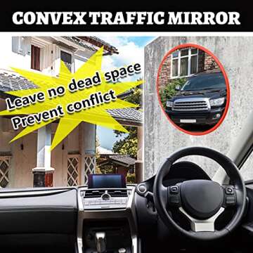 Safety Traffic Mirror， Convex Mirror Outdoor, 12"Acrylic Mirror， for Blind spot, Garage, Warehouse, Commercial, Office and Traffic Safety, Indoor and Outdoor Corner Safety Mirror with Clear View…