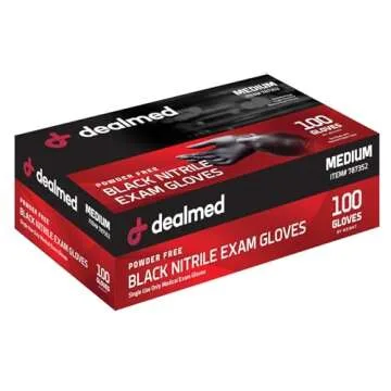 Durable Dealmed Black Nitrile Exam Gloves for Versatile Use